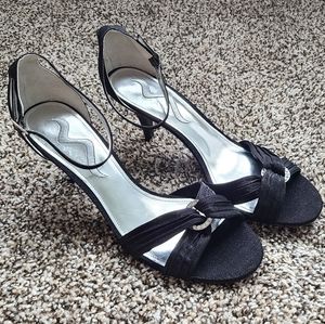 Nina Black 3 Inch Heels with Accent Ring
